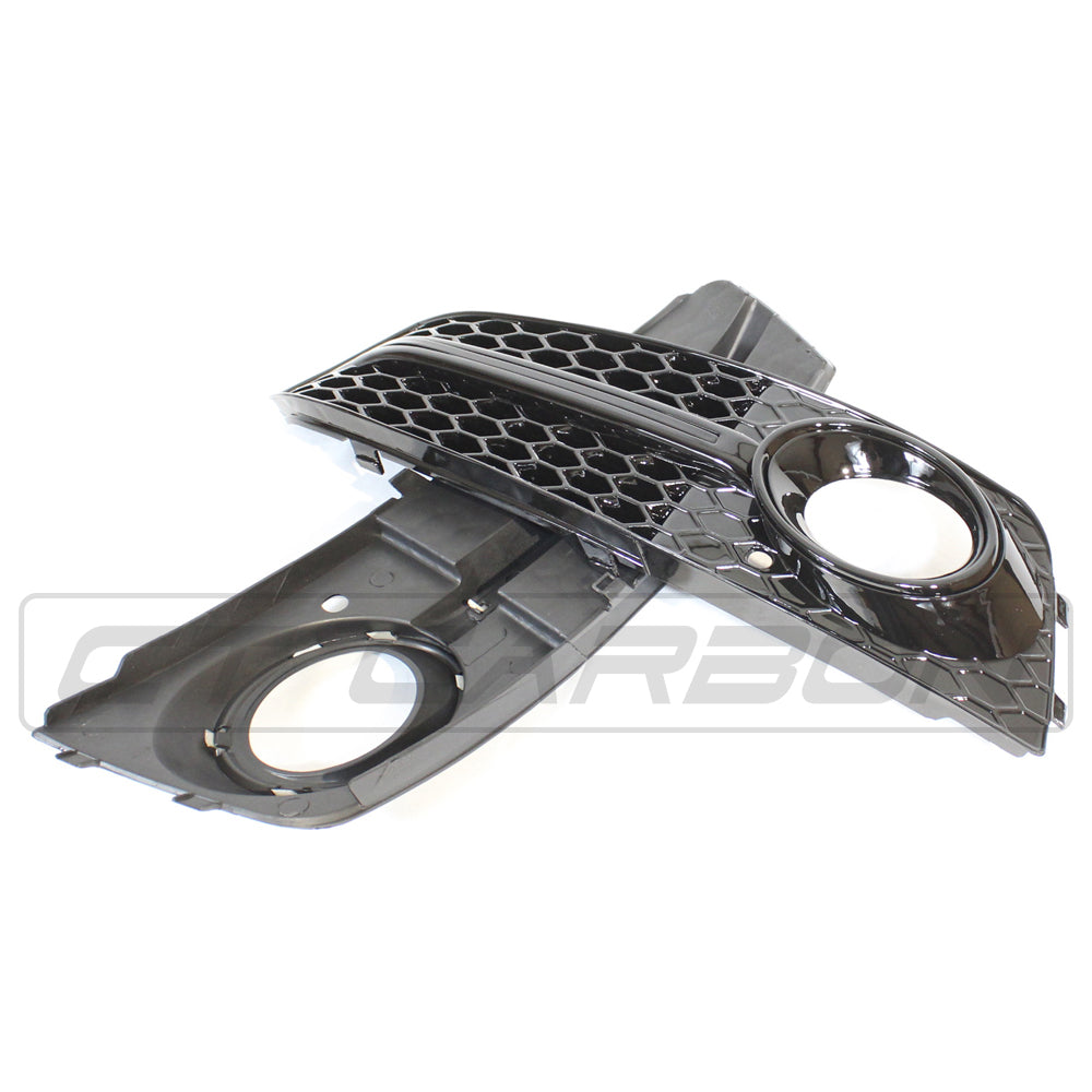 AUDI A4 B8 2008-2012 ALL BLACK HONEYCOMB FOG LIGHT SURROUNDS