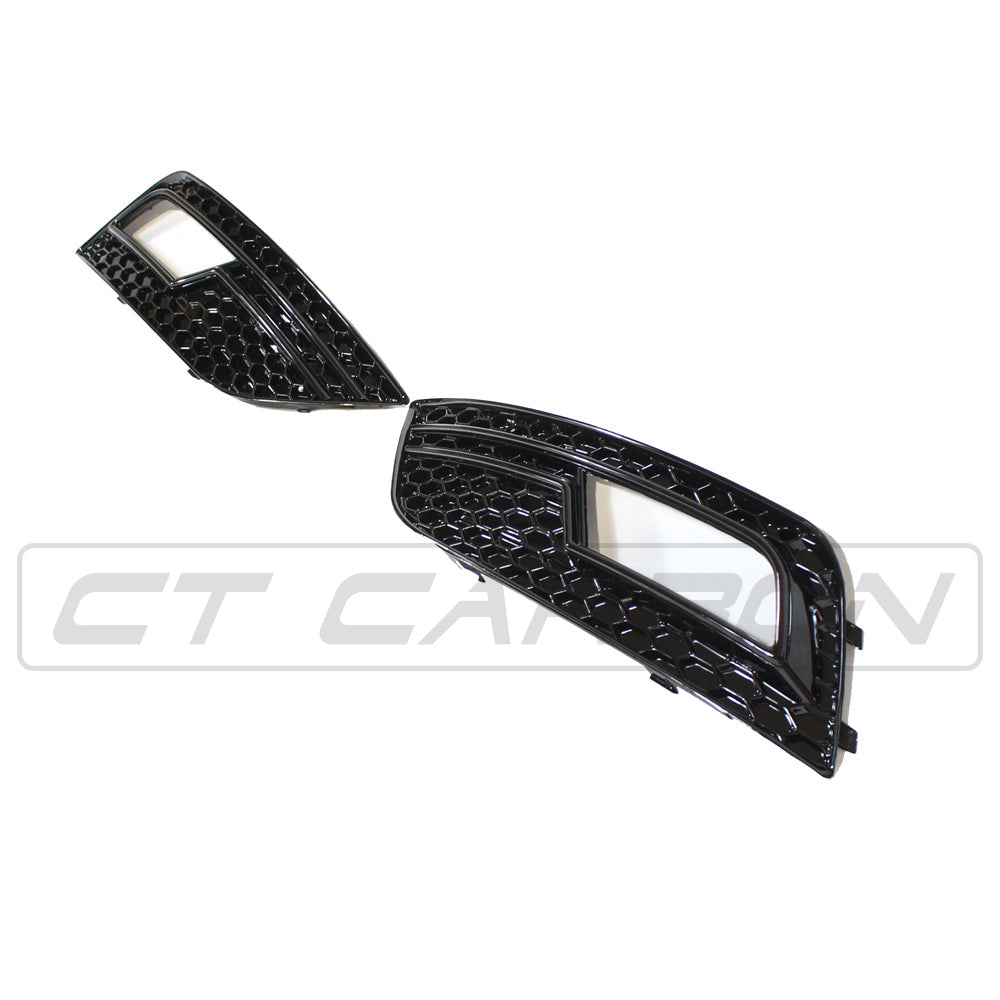 AUDI A4 B8.5 2013-2015 ALL BLACK HONEYCOMB FOG LIGHT SURROUNDS