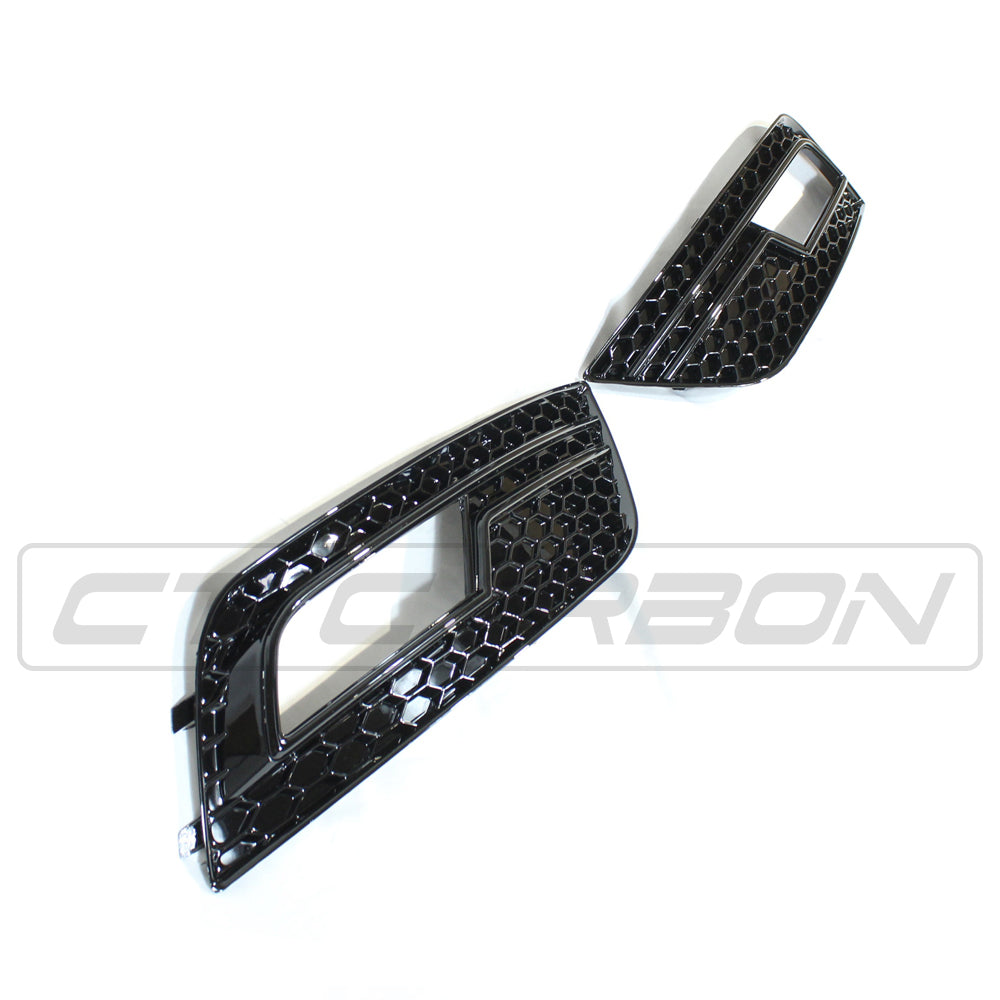 AUDI A4 B8.5 2013-2015 ALL BLACK HONEYCOMB FOG LIGHT SURROUNDS