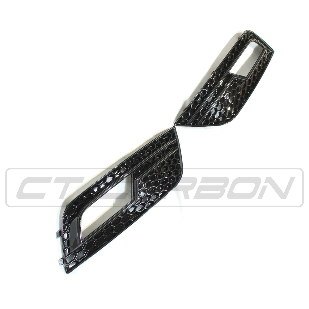 AUDI A4 B8.5 2013-2015 ALL BLACK HONEYCOMB FOG LIGHT SURROUNDS