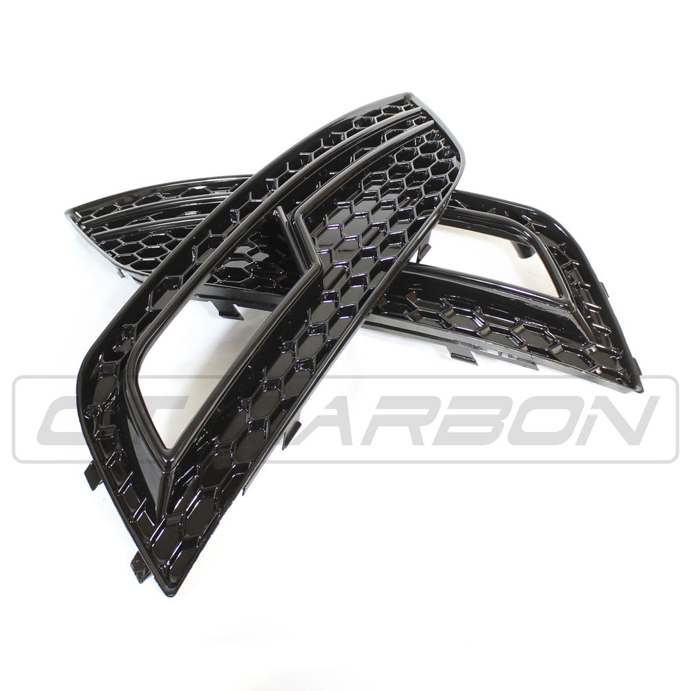 AUDI A4 B8.5 2013-2015 ALL BLACK HONEYCOMB FOG LIGHT SURROUNDS