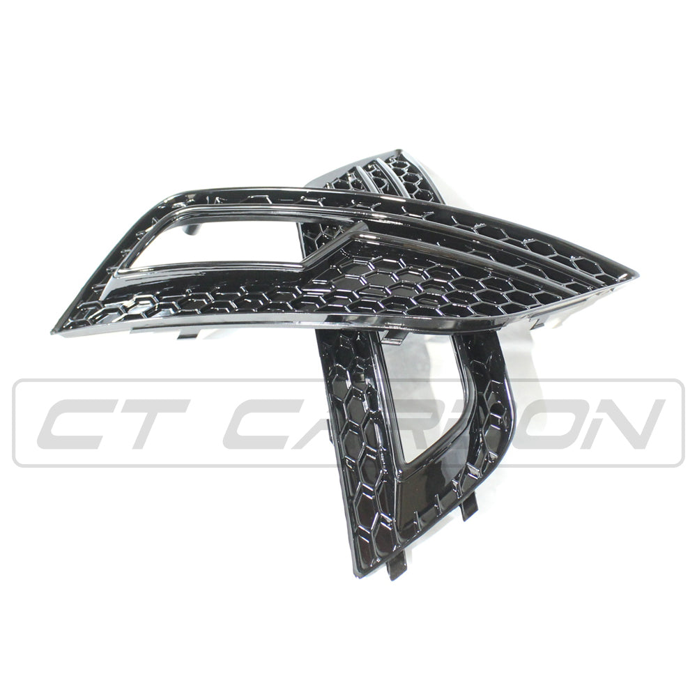 AUDI A4 B8.5 2013-2015 ALL BLACK HONEYCOMB FOG LIGHT SURROUNDS
