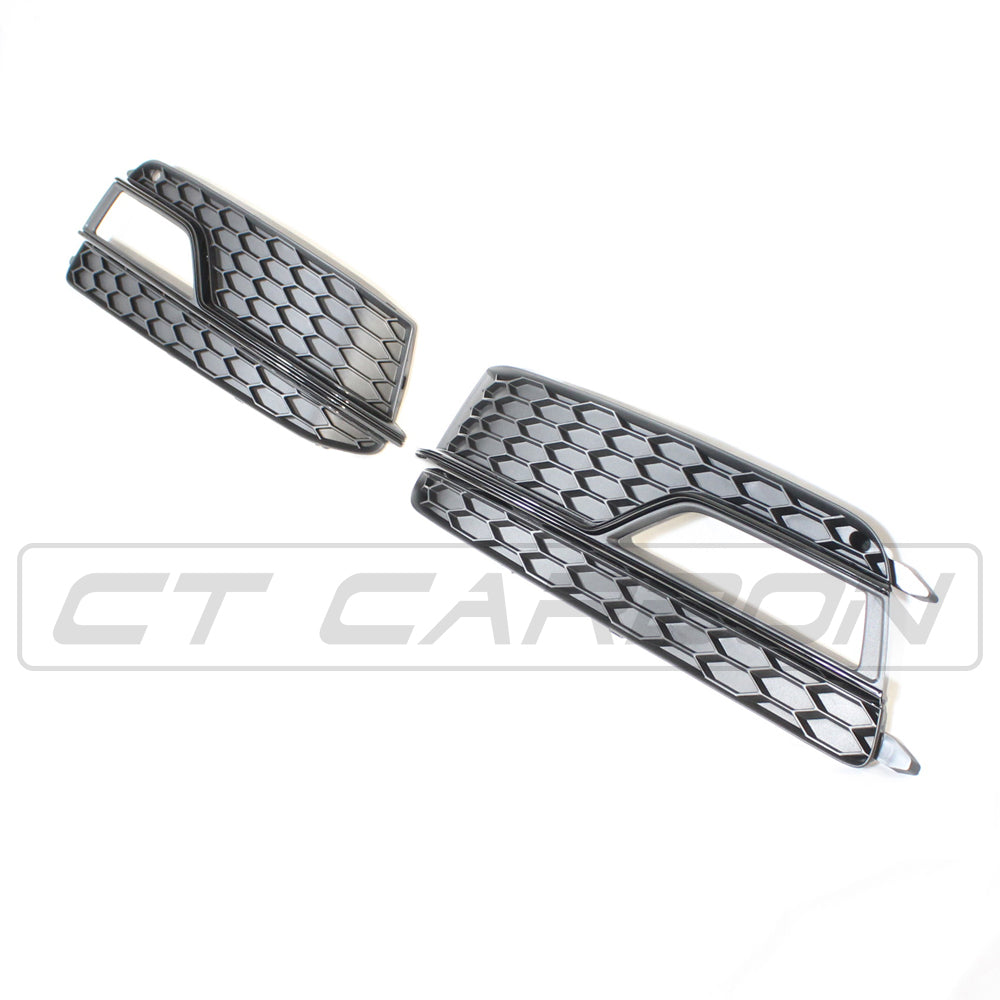 AUDI A5 S5 B8.5 2016 ALL BLACK HONEYCOMB FOG LIGHT SURROUNDS