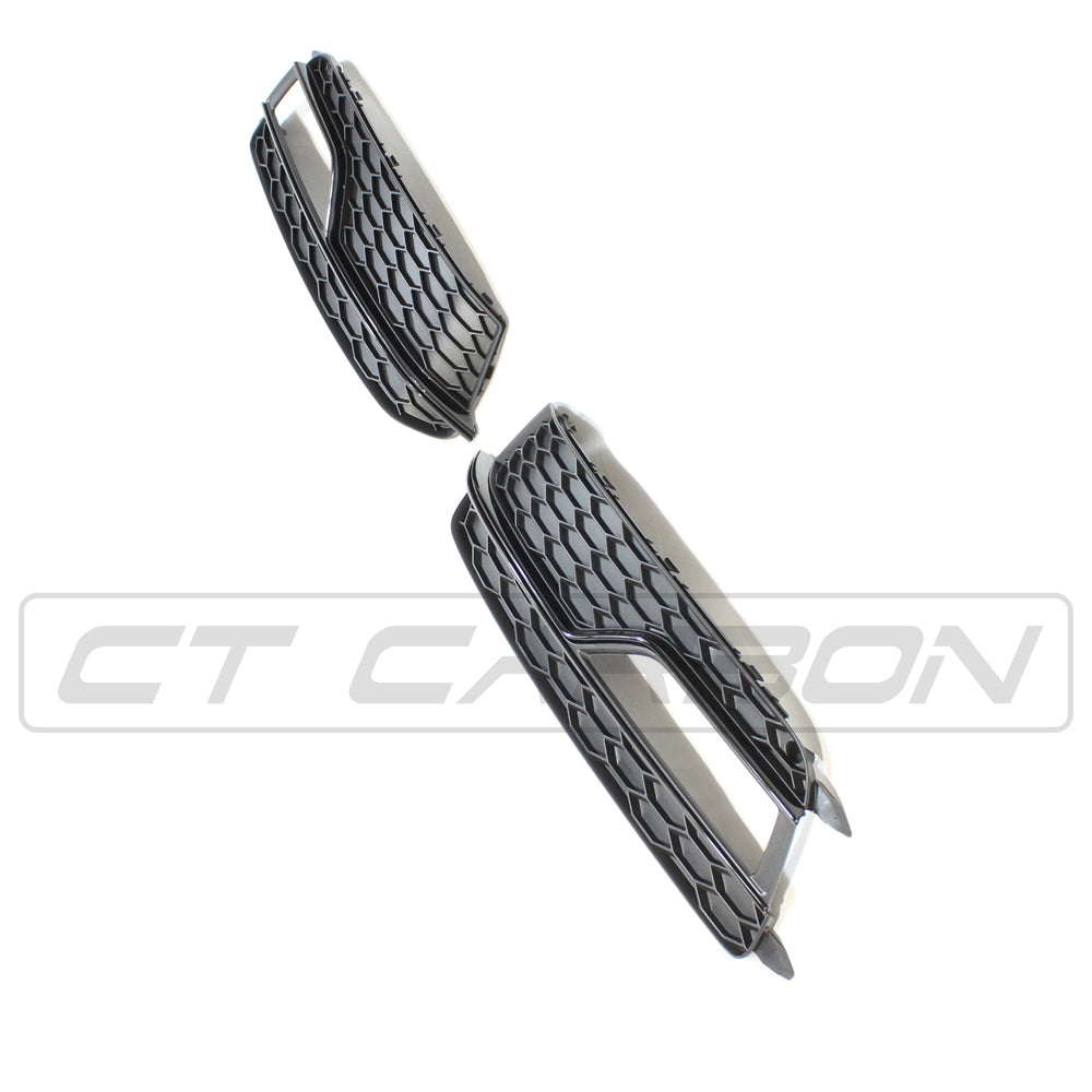AUDI A5 S5 B8.5 2016 ALL BLACK HONEYCOMB FOG LIGHT SURROUNDS