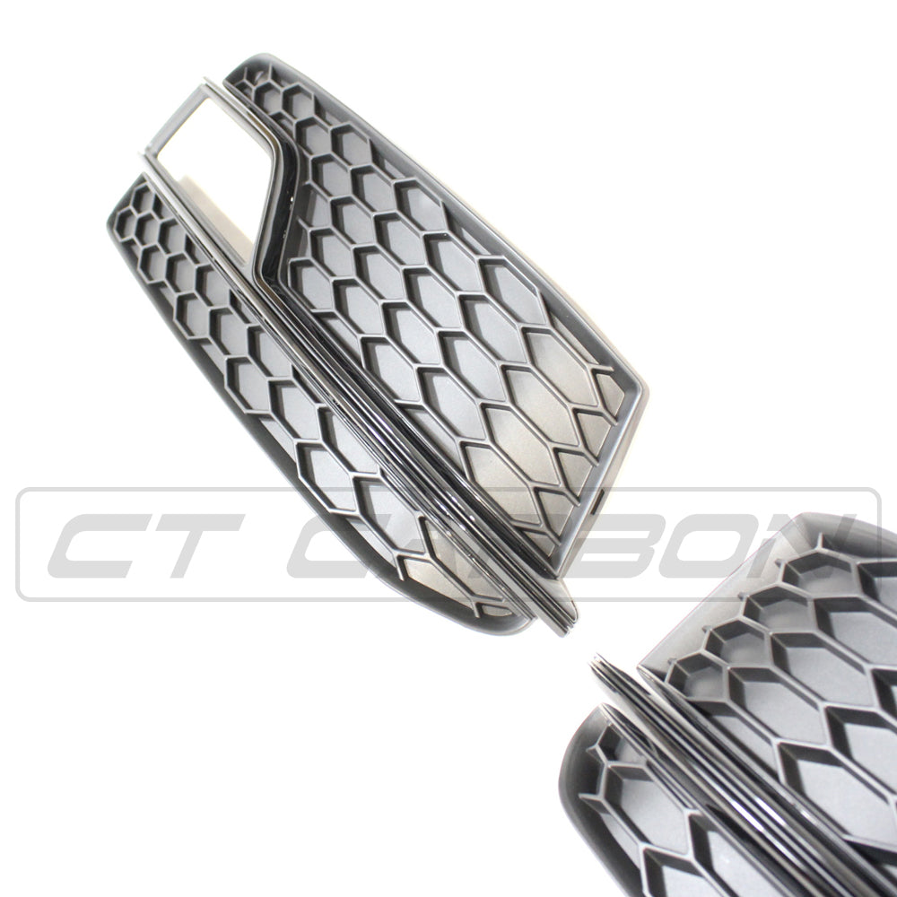 AUDI A5 S5 B8.5 2016 ALL BLACK HONEYCOMB FOG LIGHT SURROUNDS