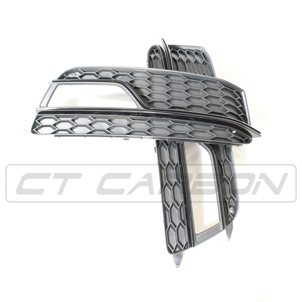 AUDI A5 S5 B8.5 2016 ALL BLACK HONEYCOMB FOG LIGHT SURROUNDS