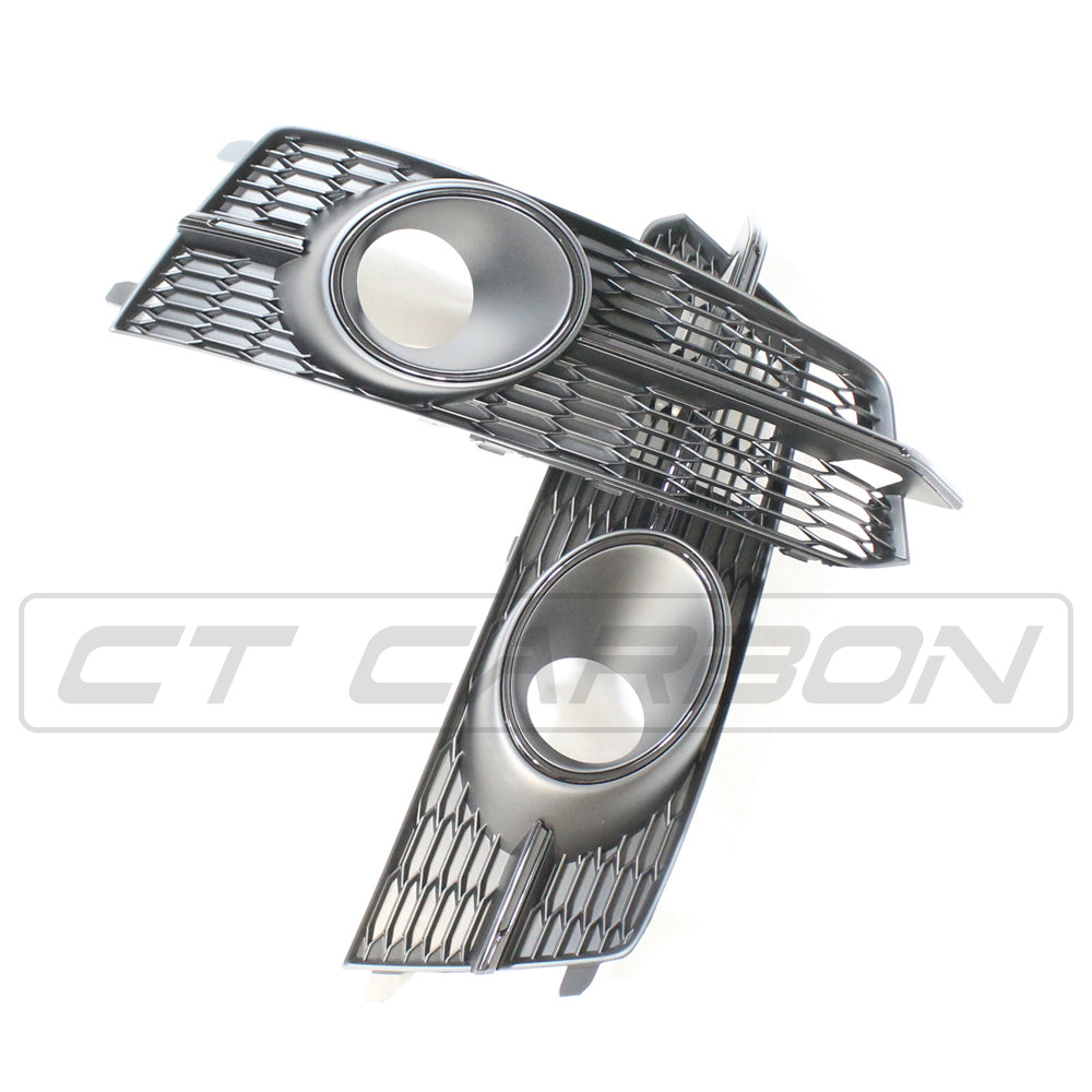 AUDI A6 S6 C7.5 2015-2018 ALL BLACK HONEYCOMB FOG LIGHT SURROUNDS