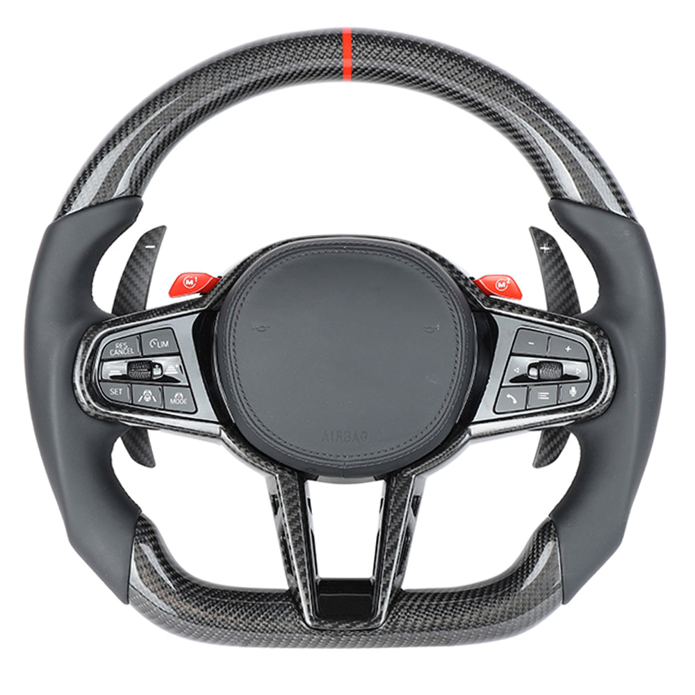 BMW Gxx LCI CARBON FIBRE / LEATHER FLAT BOTTOM CUSTOM STEERING WHEEL