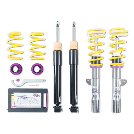 KW Suspension Street Comfort Coilover Kit for BMW E46 3 Series (1997-2007) - Height & 16-Click Rebound Adjustable, Inox-Line Stainless - Fits 320i 325i 328i 330i 318d 320d 330d - Part No 18020052
