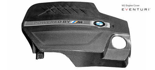 Eventuri Carbon Fibre/Fiber Engine Cover for BMW M2 F87 N55 – Gloss Pre-Preg Under-Bonnet/Underhood Engine Bay Shroud, Direct Replacement Valve/Cam Cover Trim, Reuses OEM M Power Plaque/Strip