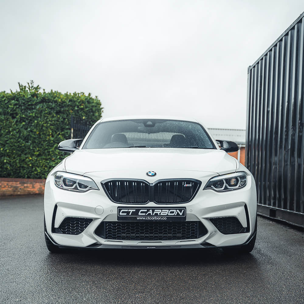 BMW M2 Competition F87 Carbon Fibre Front Splitter Lip Spoiler - M Performance MP Style Bumper Lip | M2C OEM+ Carbon Front Lower Valance (2018-2021) CT Carbon UK