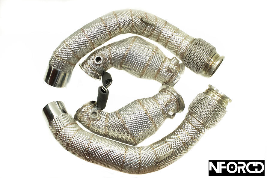 BMW M5 F90 2017-2023 200 Cell (200 CPSI) Catted Downpipes / Front Pipes | Sports Cat High-Flow Catalytic Converters with Heat Shield | Stainless S63 Twin-Turbo V8 | MOT Friendly UK | Performance Exhaust Upgrade / Turbo Outlet Pipes | Pair