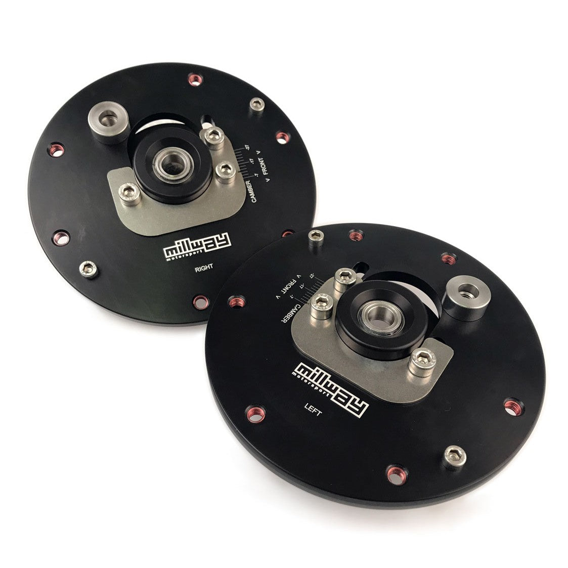 Millway Motorsport Adjustable Front Camber/Alignment Plates & Strut Top Mounts for BMW F2x F3x (F20-23 F30-36) 1/2/3/4 Series incl M135i M140i 330i 440i - Top Hats Camber Kit - Street & Track - Fits OEM & 60mm Coilover Springs