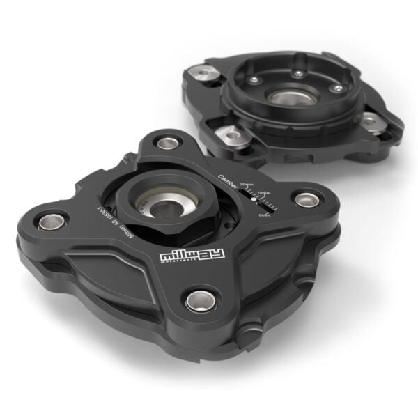 Millway Motorsport Front Camber Plates / Strut Top Mounts (Top Hats) for BMW G8X G80 G82 M3 M4 Competition – Adjustable, Polyurethane, EDC & Coilover Compatible – Negative Camber Alignment Kit – Street/Fast Road & Track – MW90530-S