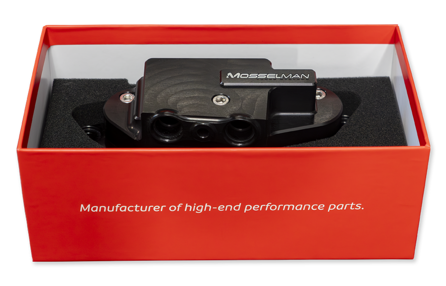 Mosselman 85C Low Temp Oil Cooler Thermostat - S55 Billet Black Edition - BMW M2 Competition/M2C, M3, M4 (F87 F80 F82 F83, F8X) - Cooler Stat Track Cooling Mod - Direct Fit Plug & Play - Also fits 330e/ActiveHybrid 3 (N55)