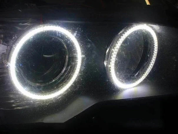 Owl BMW V3 SMD LED White Angel Eyes Halo/Corona Ring Light Retrofit Kit - E36 E46 E39 E38 incl. E46 M3 (3/5/7 Series 1992-2006) - DRL Daytime Running & Welcome Lights - Sidelight/Headlight Ring Upgrade - Halogen & Xenon Projector