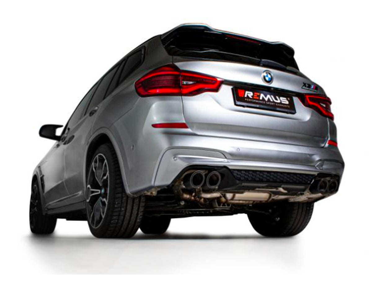 Remus Racing Rear Section Performance Axle-Back Exhaust for BMW X3M & X3M Competition (F97 S58, 2019+, OPF/GPF) - Valved Flap-Controlled Back Box / Rear Muffler / Rear Silencer, Stainless Steel, Optional Carbon Fibre Tips - Bolt-On Direct Fit