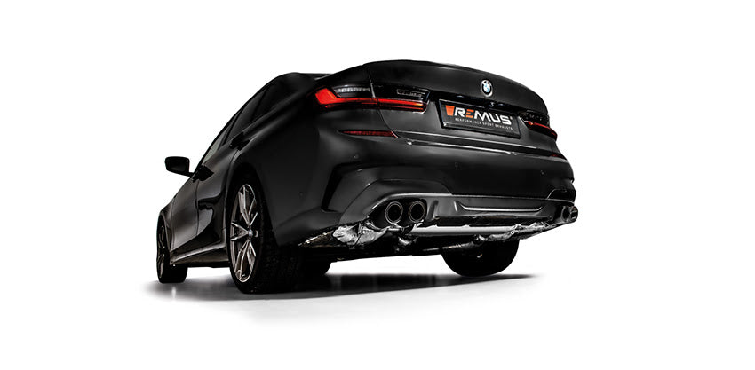 Remus Racing Valved Axle-Back Rear Muffler / Back Box for BMW M340i (G20/G21) & M440i xDrive (G22) 3 Series 4 Series - Stainless Steel Sports Exhaust Tail Silencer, B58 OPF/GPF Compatible, Plug & Play Actuator - Part 0851201500 - 2020+