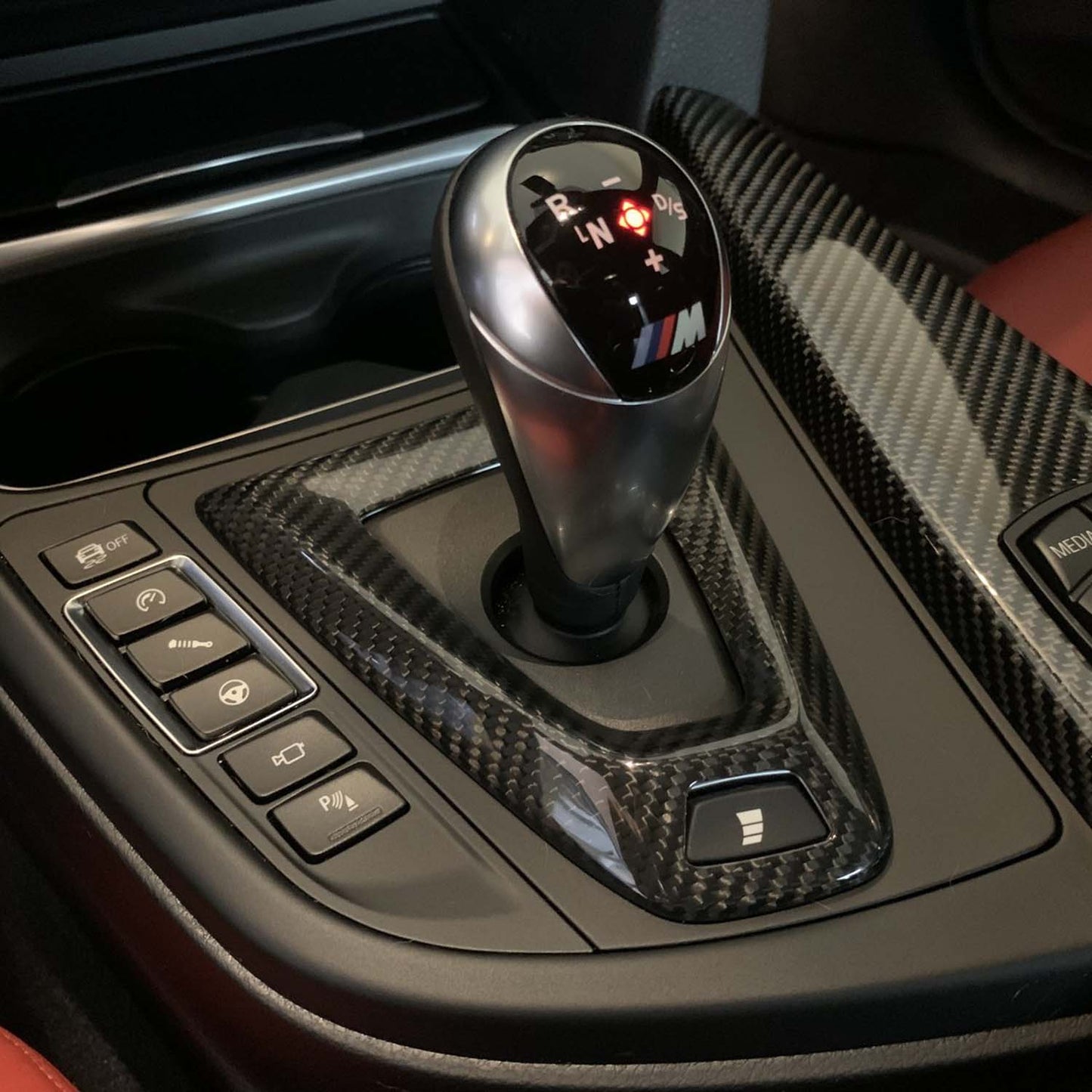 SHFT BMW DCT Gearbox Base Trim Cover In Gloss Carbon Fibre (LHD)
