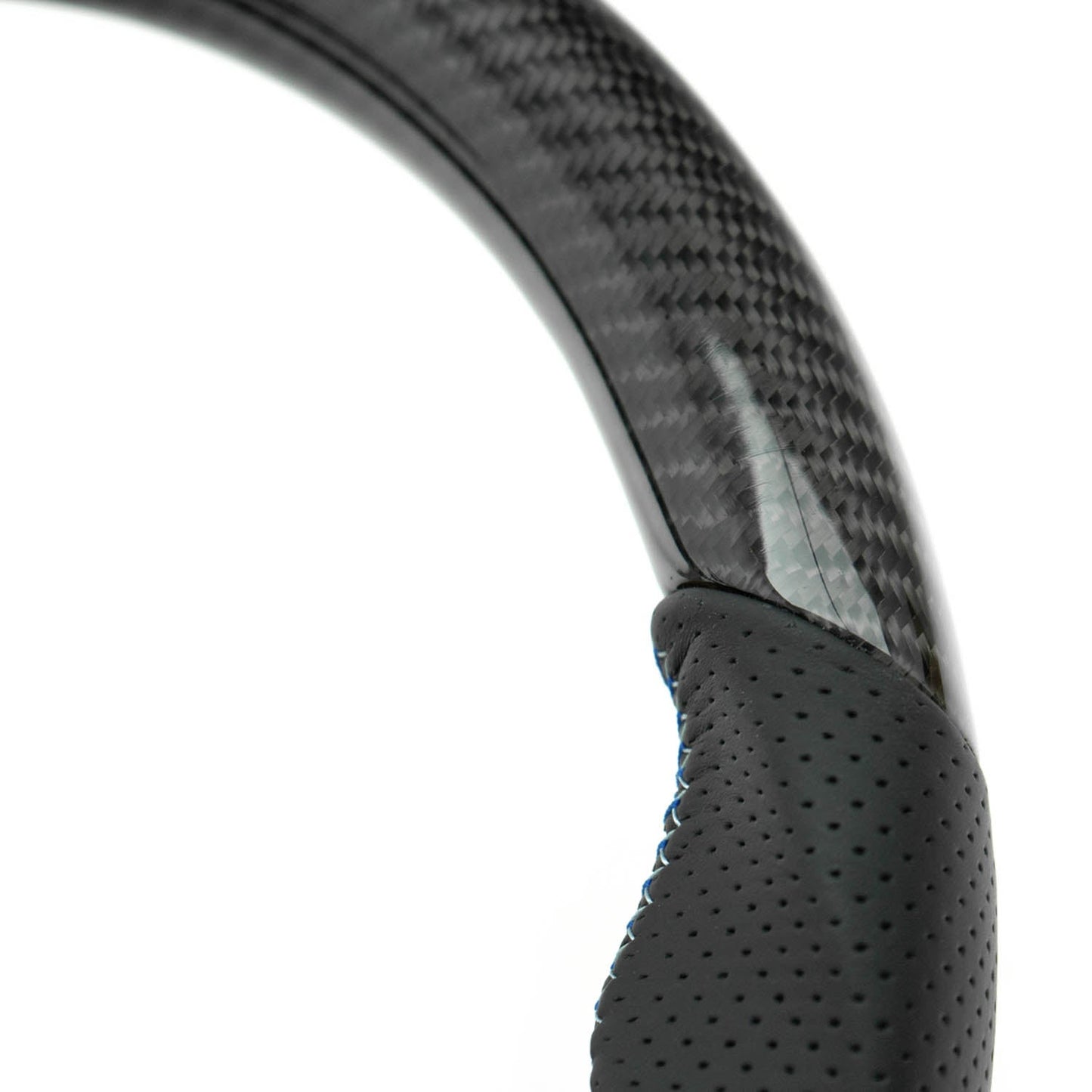 SHFT BMW F Series Flat Bottom Steering Wheel In Gloss Carbon & Perforated Leather