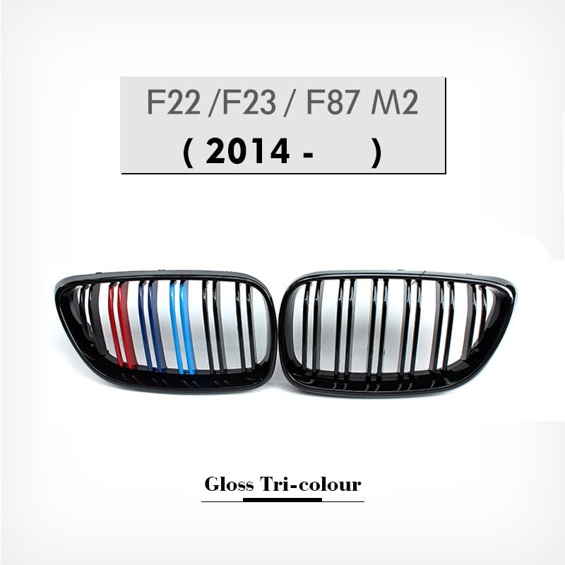 BMW 2 Series F22 Coupe F23 Convertible & M2 F87 Front Kidney Grilles, Gloss Black or Carbon Fibre Look ABS Replacement Pair, 20142020