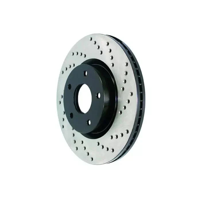 StopTech Sport Cross-Drilled Front Brake Disc/Rotor 345mm for Volvo S90 2016+ & XC90 2014+ | Perforated Vented High Carbon OE Replacement Upgrade | 5x108 | Black E-Coated | 128.39054L / 128.39054R