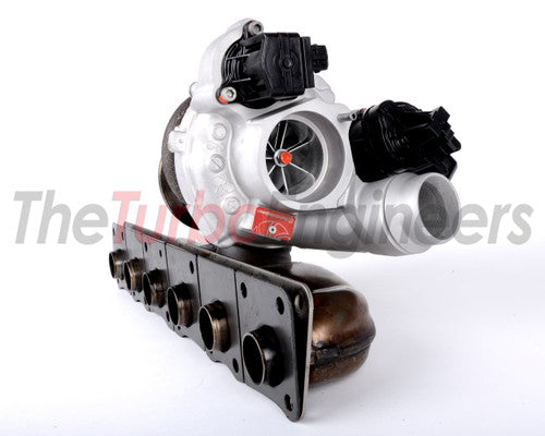TheTurboEngineers TTE550 Hybrid Turbocharger Upgrade for BMW N55 3.0L Twin-Scroll - Big Turbo, Bolt-On Direct-Fit Stage 3 - Fits M135i M235i M2 335i 435i 535i X3/X4 35i - 550PS+ Performance Turbo