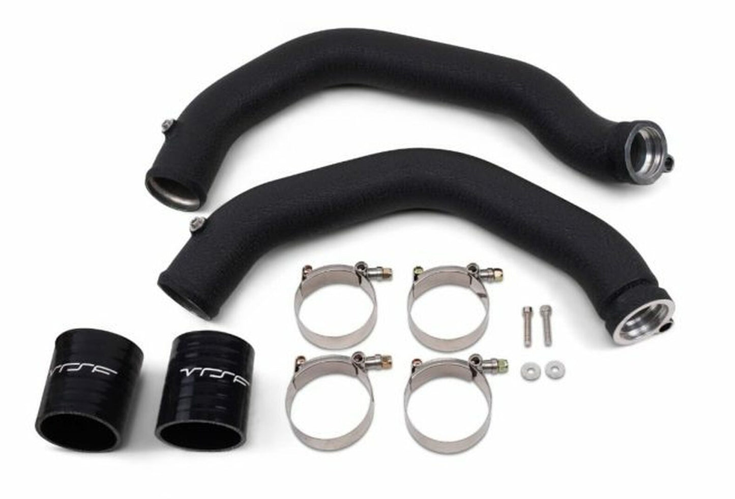 VRSF S55 Hot-Side Charge/Boost Pipe Upgrade Kit for BMW M3 F80, M4 F82 F83 & M2 Competition F87 (2015-2020) – Turbo Outlet/Intercooler Hard Pipes, Aluminium Wrinkle Black, CNC Billet Ends, WMI/Meth Ports, Direct Bolt-On