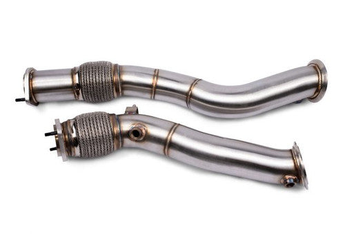 VRSF High-Flow Downpipes / Turbo Outlet Front Pipes – BMW X3M & X4M S58 F97 F98 (2019-2022) | Catless Decat/De-Cat or 200 Cell Sports Cat | Brushed 304 Stainless | Stage 2 Ready
