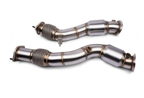 VRSF 200 Cell High-Flow Sports Catalytic Converters (Catted Turbo Downpipes) for BMW X3M X4M S58 F97 F98 – Brushed 304 Stainless, Primary & Secondary, Bolt-On Exhaust Upgrade