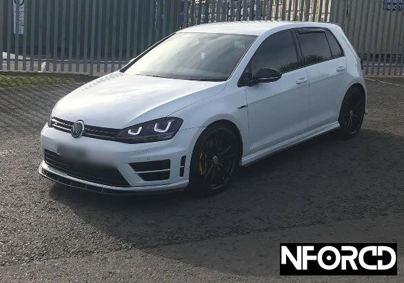 Volkswagen VW Golf R Mk7/Mk7.5 Front Bumper Lip Spoiler Splitter + Side Skirt/Rocker Extensions Gloss Black ABS Aero Body Kit (2012-2020)