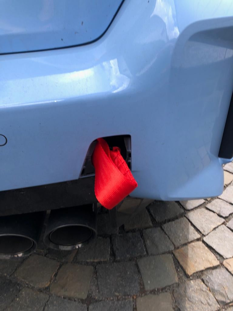 BMW M2 M3 M4 Tow Strap / Tow Hook / Towing Eye - G80 G81 G82 G83 G87 (S58) Screw-In Recovery Loop, Track Day/Drift, Front/Rear - Red