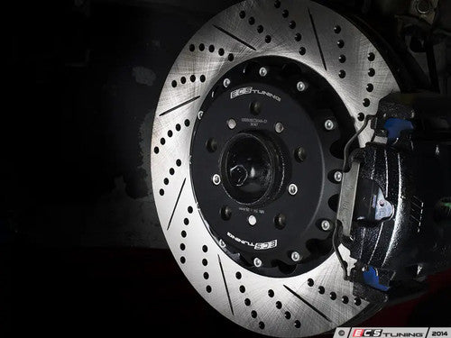 BMW E46 M3 CSL/ZCP 345x28mm 2‑Piece Front Brake Upgrade Kit – Semi‑Floating Drilled & Grooved Rotors/Discs – OEM Caliper Compatible Big Brake Conversion – Direct‑Fit, Fits Most 18" Wheels – Track Day Ready | ECS Tuning