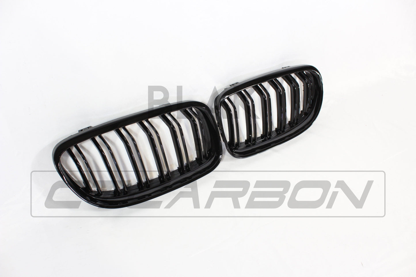 BMW 3 Series E90 E91 LCI 2008-2011 Black Kidney Grilles - Double Slat Twin Bar M Style Front Grill Set, Shadowline Blackout De-Chrome ABS - Saloon & Touring - BLAK by CT Carbon