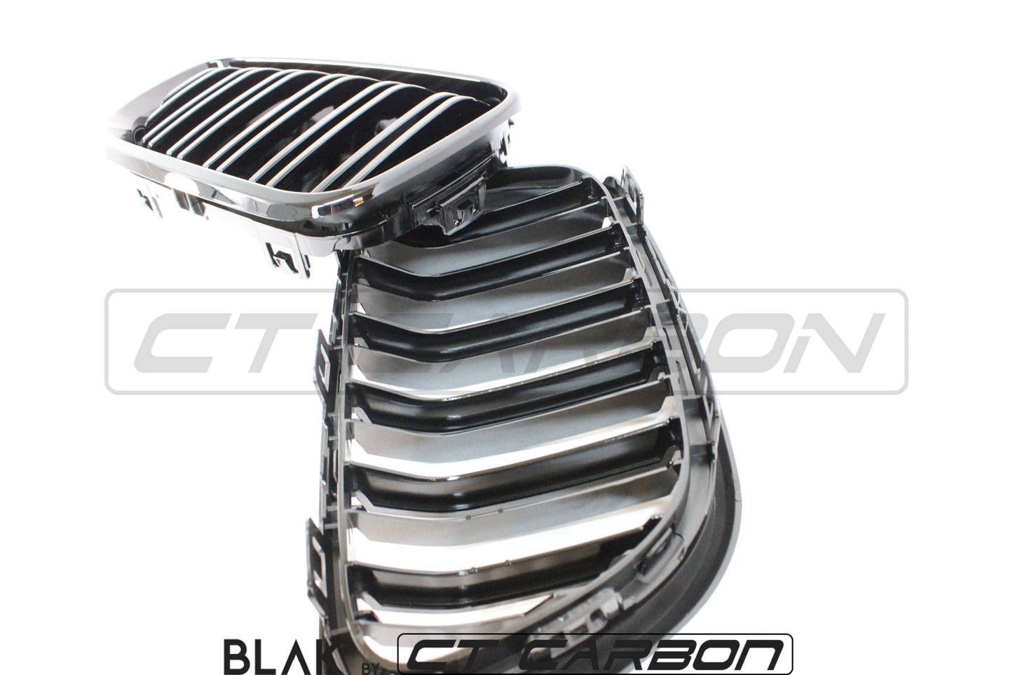 CT Carbon BMW M2 F87 (2015-2018) & 2 Series F22 (2014-2020) Twin/Double Slat Black/Blackout Kidney Grilles/Grills – Front Bumper Radiator Grille Set | OEM-Style Direct Replacement | ABS Pair