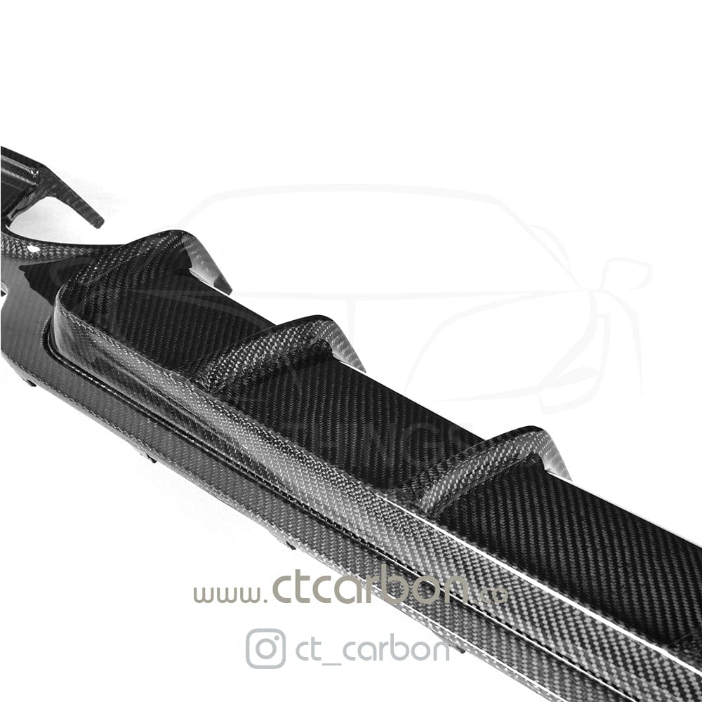 BMW 4 Series F32 F33 F36 Carbon Fibre/Carbon Fiber Rear Diffuser - M Performance/MP/M Sport Style Twin Exit/Dual Exhaust - Gloss Carbon Rear Valance Bumper Insert Exhaust Surround - F3x 2013-2020 Coupe Convertible Gran Coupe