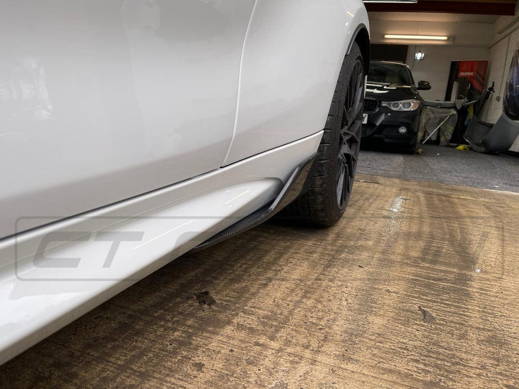 BMW M2/M2 Competition (M2C) F87 2015-2021 Carbon Fibre Side Skirts – M Performance Style Side Skirt Extensions / Side Blades / Rocker Panel Covers / Side Aprons / Side Skirt Splitters – Gloss Carbon Pair – CT Carbon Aero Sill Lips for F87 Coupe