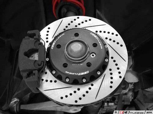 ECS Tuning 2-Piece Semi-Floating Front Brake Discs/Rotors 325x25mm – Drilled, Grooved/Slotted, Vented, Lightweight – BMW E46 330i 330Ci 330xi & Z4 E85/E86 3.0i 3.0Si – Direct-Fit Pair/Set Fast Road & Track Day