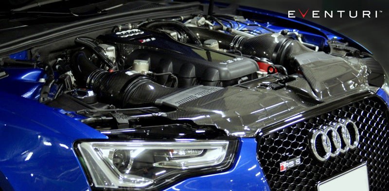 Eventuri Carbon Fibre / Carbon Fiber Slam Panel/Radiator Support Cover for Audi RS5 B8.5 (B8 Facelift 4.2 V8) - Engine Bay Cover/Trim Bonnet Latch/Core Support Panel - OEM Fit - Black, Red or Blue Carbon Kevlar Weave