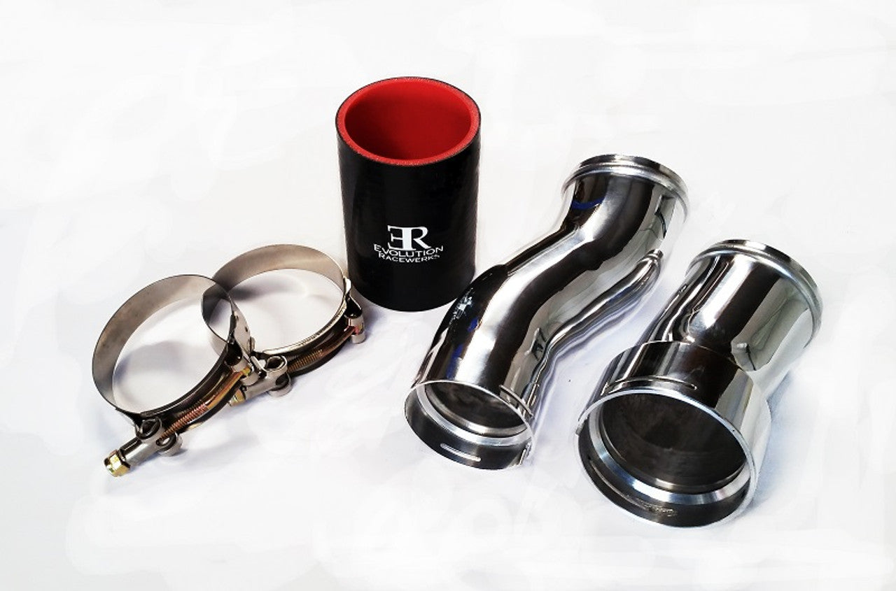 Evolution Racewerks (ER) BMW N55 Turbo Outlet/Charge Pipe (TIC) - Aluminium Boost Pipe Upgrade, Type III Hard Anodised Black - F20 F22 F23 F30 F31 F32 F36 F87 - M135i M235i M2 335i 435i - Turbo to Intercooler Hot-Side Pipe - BM-ICP007TIC