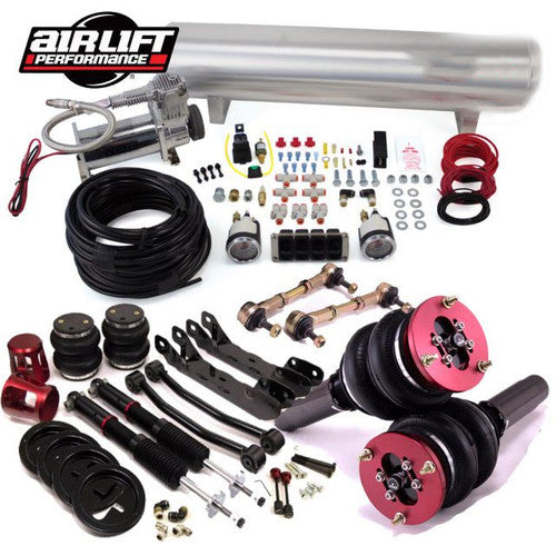 Air Lift Performance BMW 1 Series E8x Air Suspension (Air Ride) Kit - Manual Paddle Valve Management - E81 E82 E87 E88 2004-2014 - Complete Bag Kit Front & Rear, Adjustable Air Struts Lowering - P/N 78010