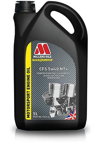 Millers Oils Nanodrive CFS 5W-40 NT+ Fully Synthetic Racing Engine Oil 5L (5 Litre) – Ester Nano Performance Track Day Motorsport Lubricant for Turbo Petrol, VW Audi VAG TFSI & High-Rev Engines