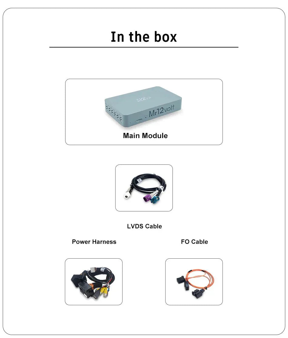 Mr12Volt P2000-NTG45MM Mercedes-Benz NTG 4.5/4.7 MOST Fibre Optic Apple CarPlay & Android Auto Interface - Wireless/Wired, Digital Audio, TV Input - Compatible 2012-2015 A/B/C/E/CLS/GL/ML/G/SLK/SL/SLS