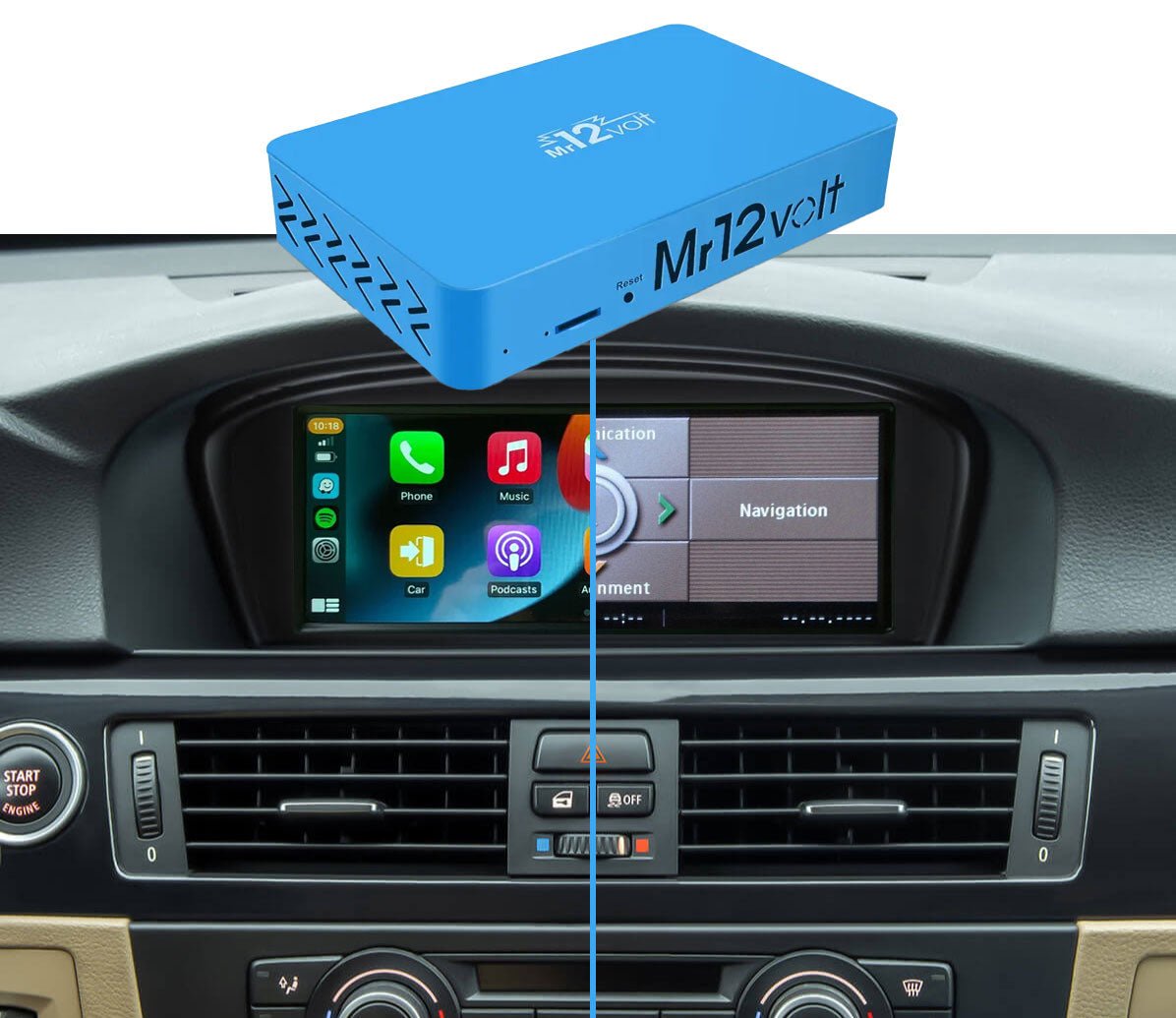 Mr12Volt P2000-CCCMD MOST Bus BMW CCC/M-ASK/M-ASK II iDrive CarPlay & Android Auto Retrofit Interface - E90 E91 E92 E93 3 Series | E60 E61 5 Series | E63 E64 6 Series | X5 E70 | X6 E71 - Wireless & Wired, 15-Band DSP