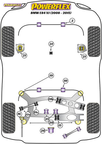 Powerflex Engine Mount Insert Bush Kit for BMW X1 E84 (2008-2015) PFF5-4020 Road Series Yellow 70A Polyurethane