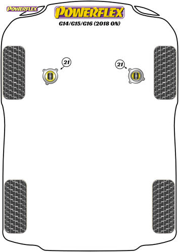 Powerflex PFF5-4020 Engine Mount Insert Kit for BMW 8 Series G14/G15/G16 (2018-on) - Road Series Yellow 70A Polyurethane - Reduces Engine Movement - Replaces 22112284817, 22112284818 - 2 Inserts