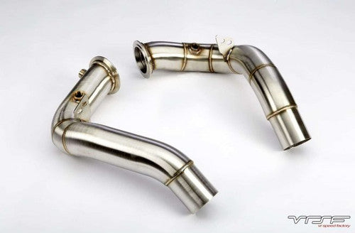 VRSF 3 Inch (3") Catless/Decat Downpipes for BMW M5 F10 & M6 F12/F06 S63B44 | 304 Stainless V-Band Turbo Outlet Pipes | Cat Delete Test/Race Straight Pipe Exhaust Upgrade | Stage 2 Ready | Brushed Finish