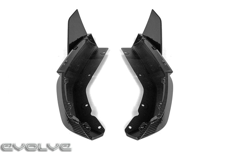 TRE Dry Carbon Fibre Rear Bumper Winglets/Spats/Canards (Fins) - M Performance Style - BMW G80 G81 M3 & G82 G83 M4 G8X 2021+ - 2x2 Twill Prepreg - OEM Fit Rear Apron/Valance Extensions