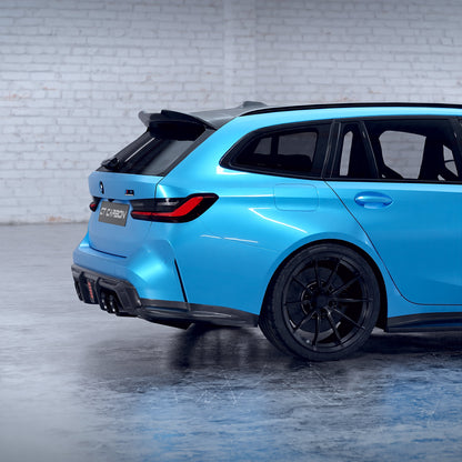 BMW M3 Touring G81 2021+ Carbon Fibre Rear Boot Lip Spoiler - CT Design Pre-Preg Dry Carbon Tailgate Lip, Rear Wing Extension with Add-On Window Trim - OEM Style Estate/Wagon Aero Upgrade
