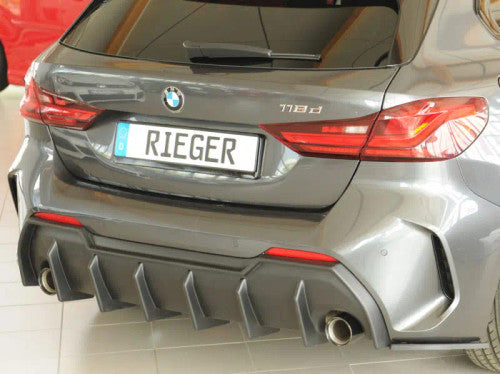 Rieger Rear Diffuser Valance Gloss Black for BMW 1 Series M135i xDrive (F40) 2019+ | ABS M Sport Rear Bumper Insert/Splitter/Apron OEM Style Body Kit